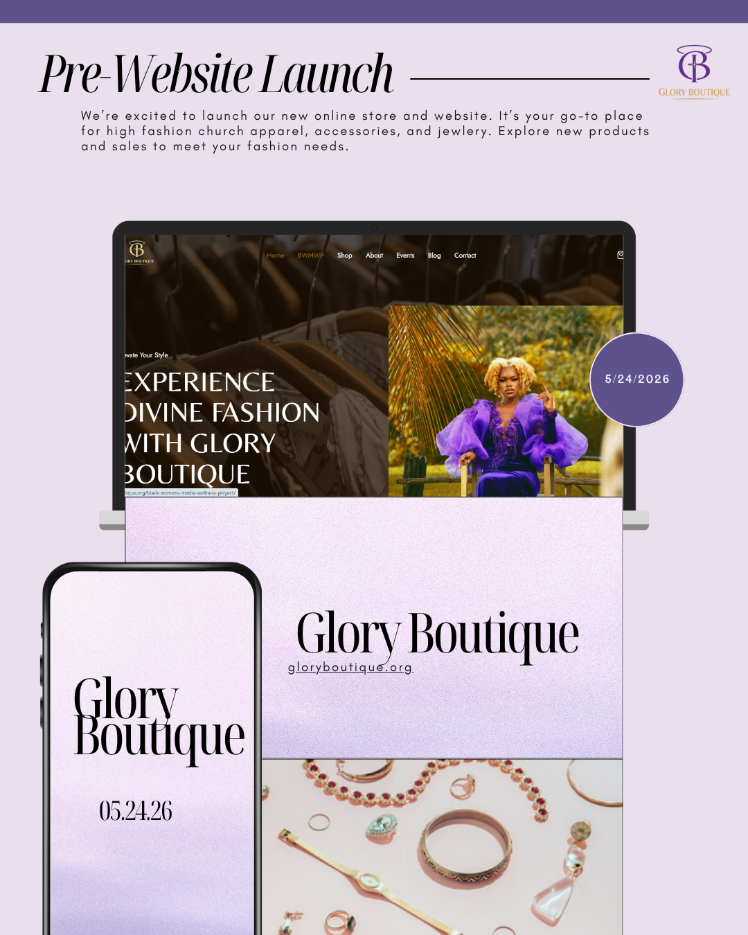 glory website launch computer mock up instagram post free